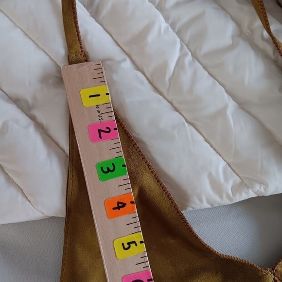 Womens Suede Dress sz 42 Made In Italy Halter Ruffle Open-Back Mini - Picture 10 of 13